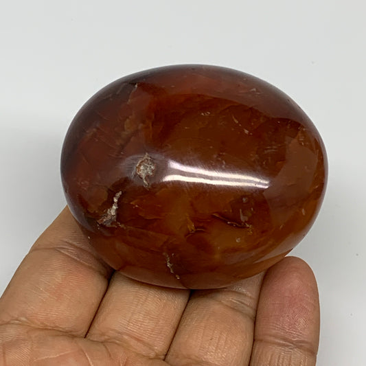 150g,2.4"x2"x1.3", Red Carnelian Palm-Stone Gem Crystal Polished, B28599