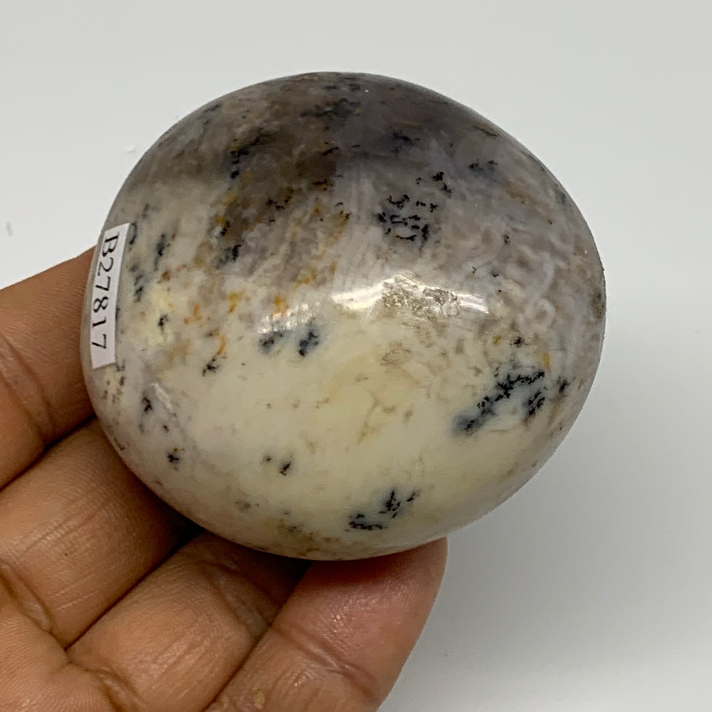 160.7g, 2.2"x2.2"x1.4", Dendrite Opal Palm-Stone Reiki Energy Crystal, B27817