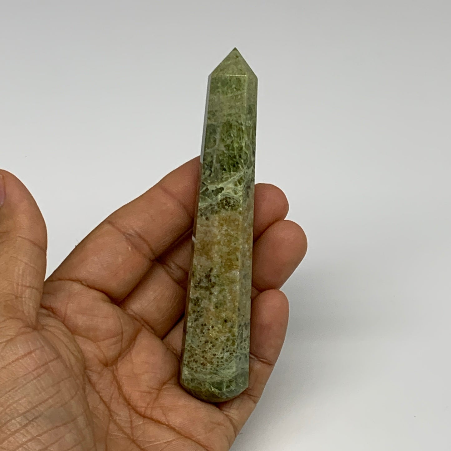 85.1g, 4.2"x0.8",  Natural Vasonite Wand Point Crystal from India, B29337