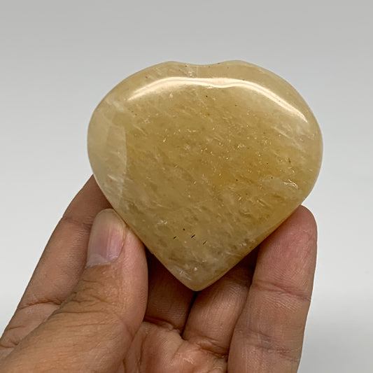 96.3g, 2.1"x2.2"x0.8" Natural Yellow Aventurine Heart Crystal Stone, B35067