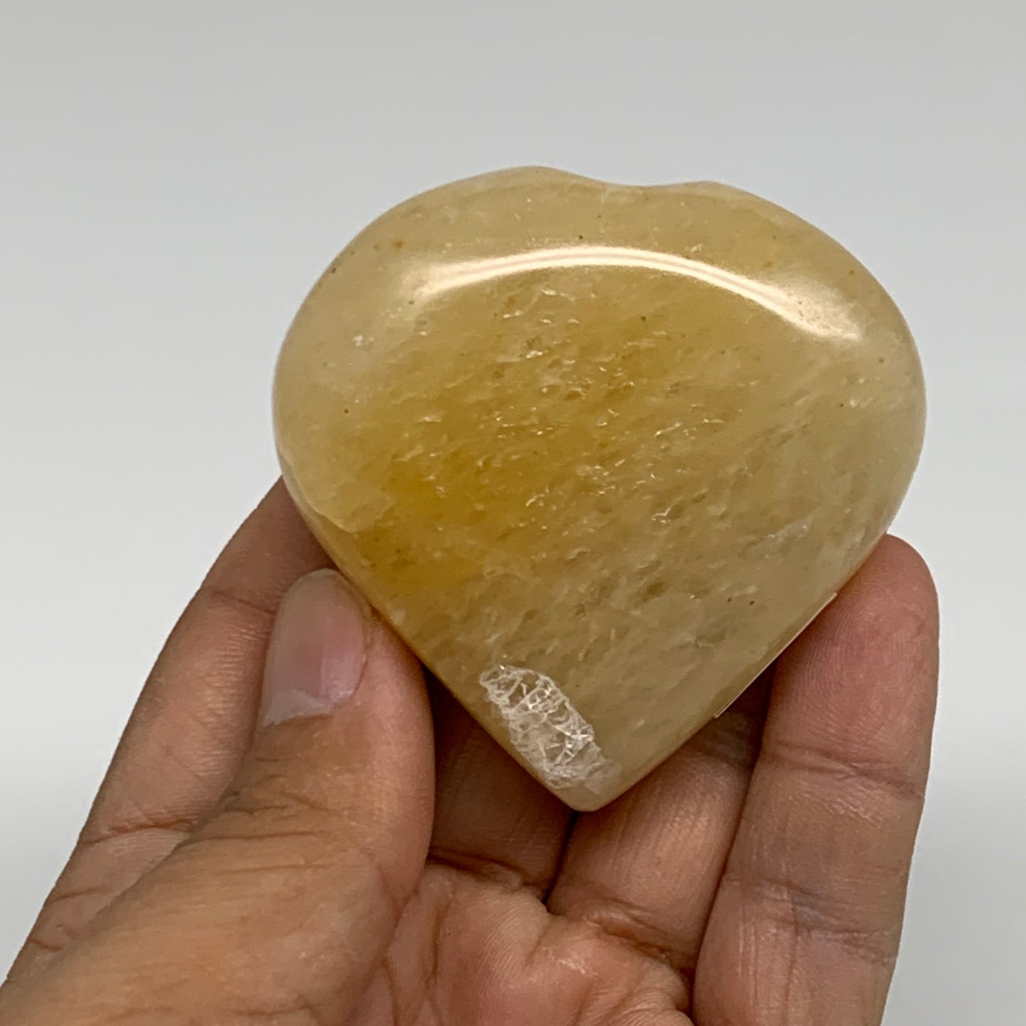 96.3g, 2.1"x2.2"x0.8" Natural Yellow Aventurine Heart Crystal Stone, B35067