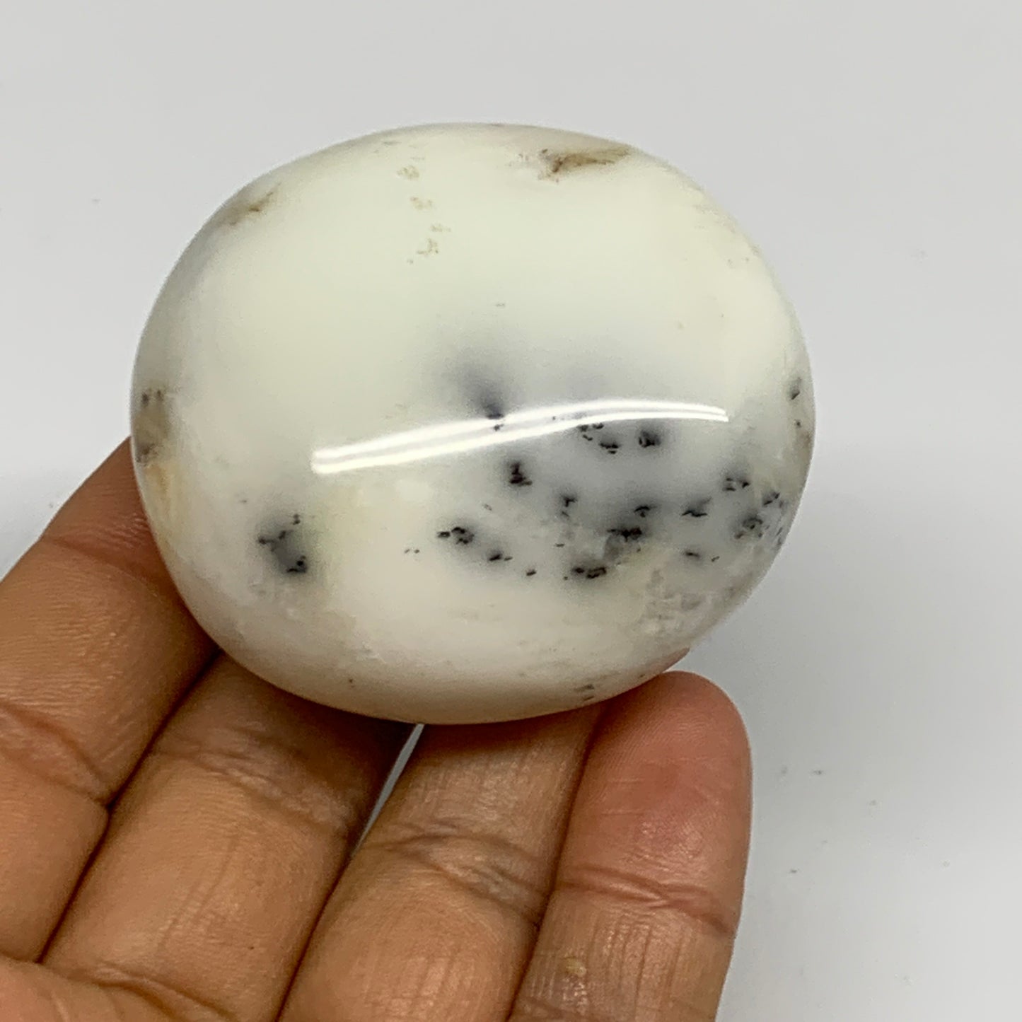 84.4g, 2.1"x1.9"x1", Dendrite Opal Palm-Stone Reiki Energy Crystal, B27827