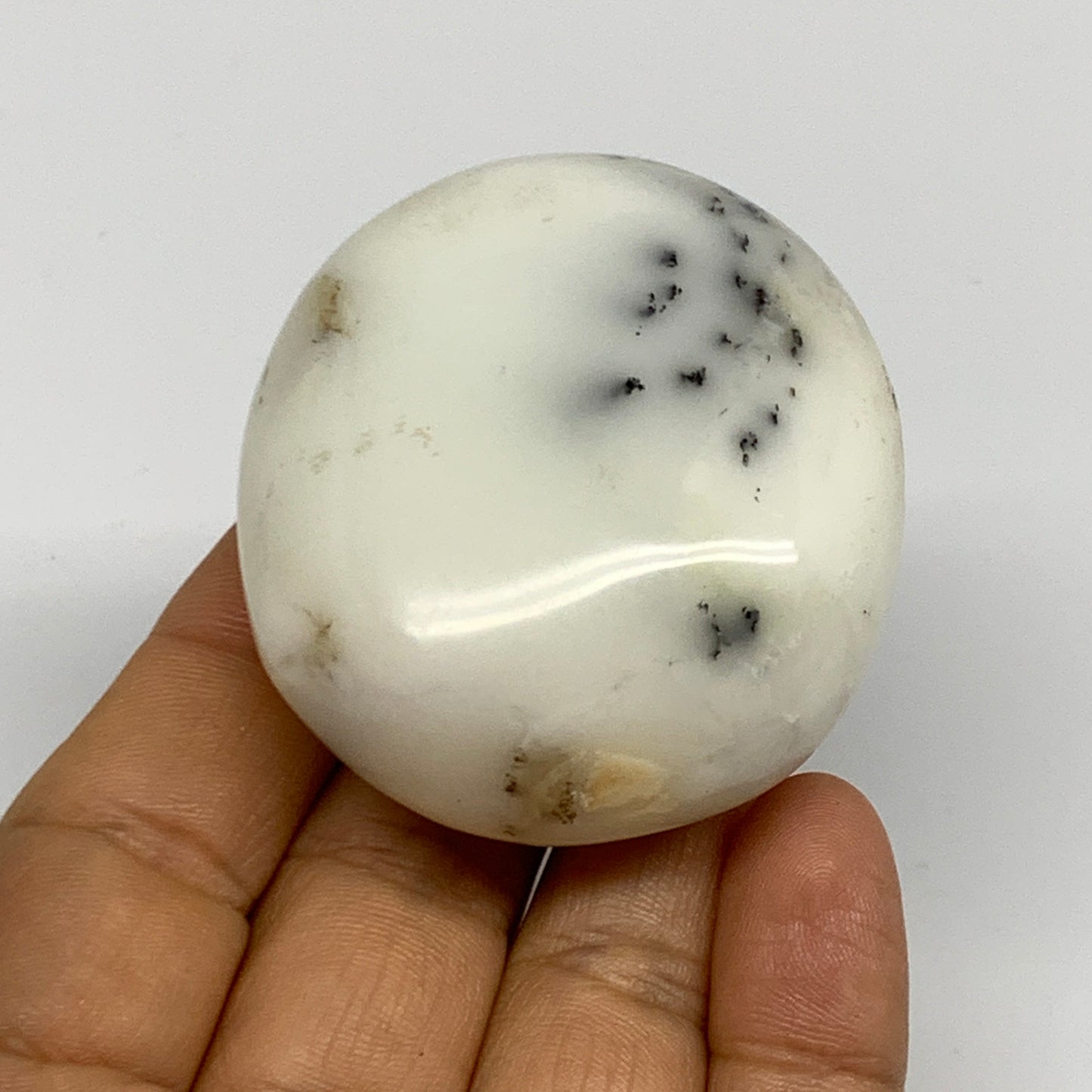 84.4g, 2.1"x1.9"x1", Dendrite Opal Palm-Stone Reiki Energy Crystal, B27827