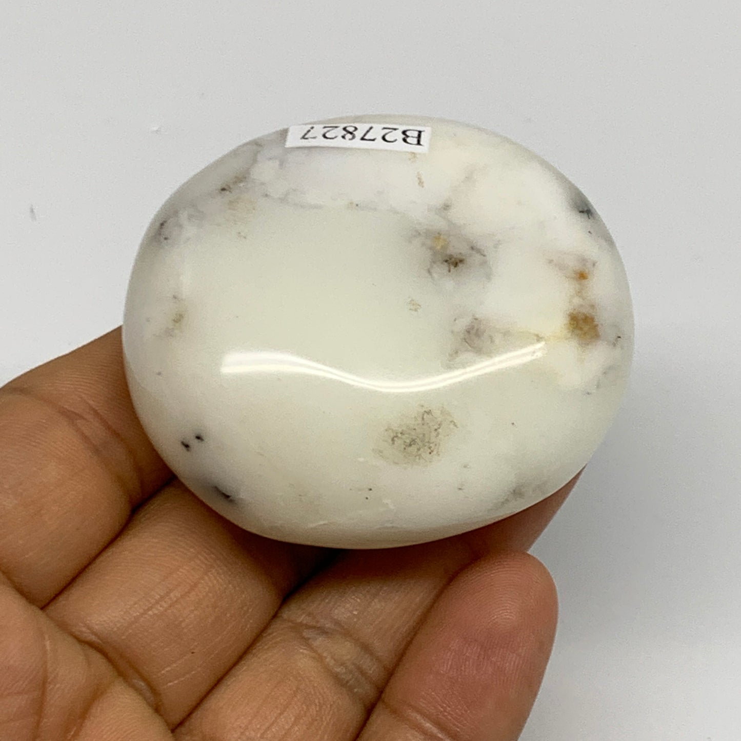 84.4g, 2.1"x1.9"x1", Dendrite Opal Palm-Stone Reiki Energy Crystal, B27827