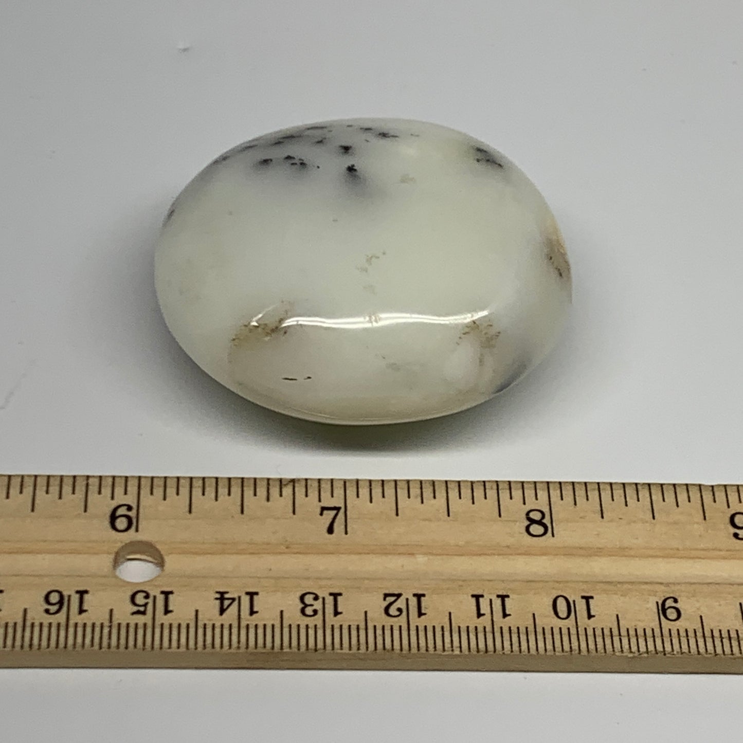 84.4g, 2.1"x1.9"x1", Dendrite Opal Palm-Stone Reiki Energy Crystal, B27827