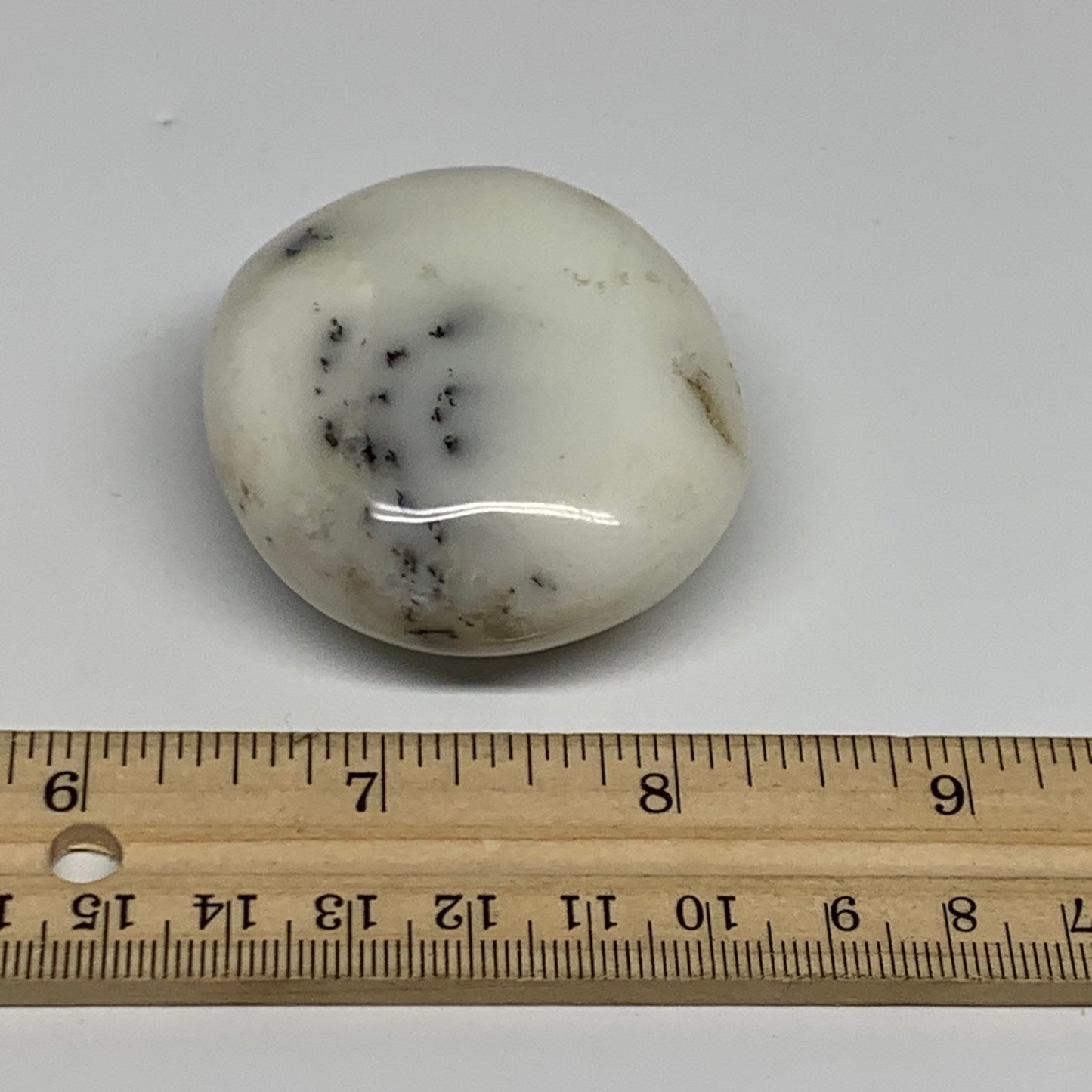 84.4g, 2.1"x1.9"x1", Dendrite Opal Palm-Stone Reiki Energy Crystal, B27827