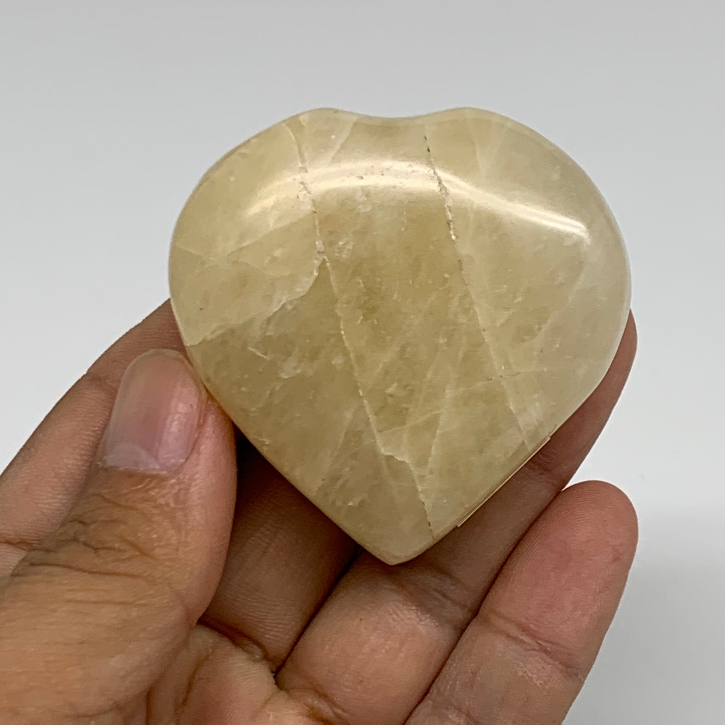 90.9g, 2"x2"x0.9" Natural Yellow Aventurine Heart Crystal Stone, B35071