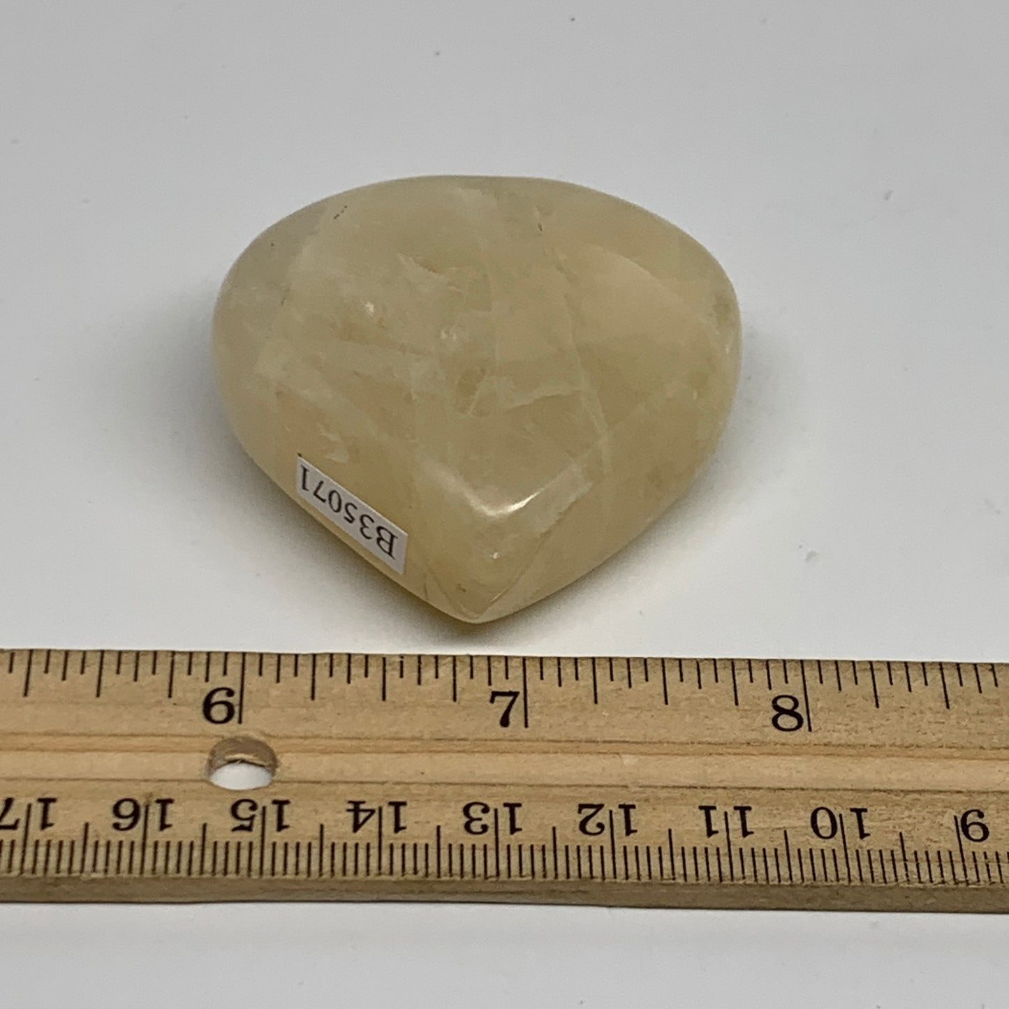 90.9g, 2"x2"x0.9" Natural Yellow Aventurine Heart Crystal Stone, B35071