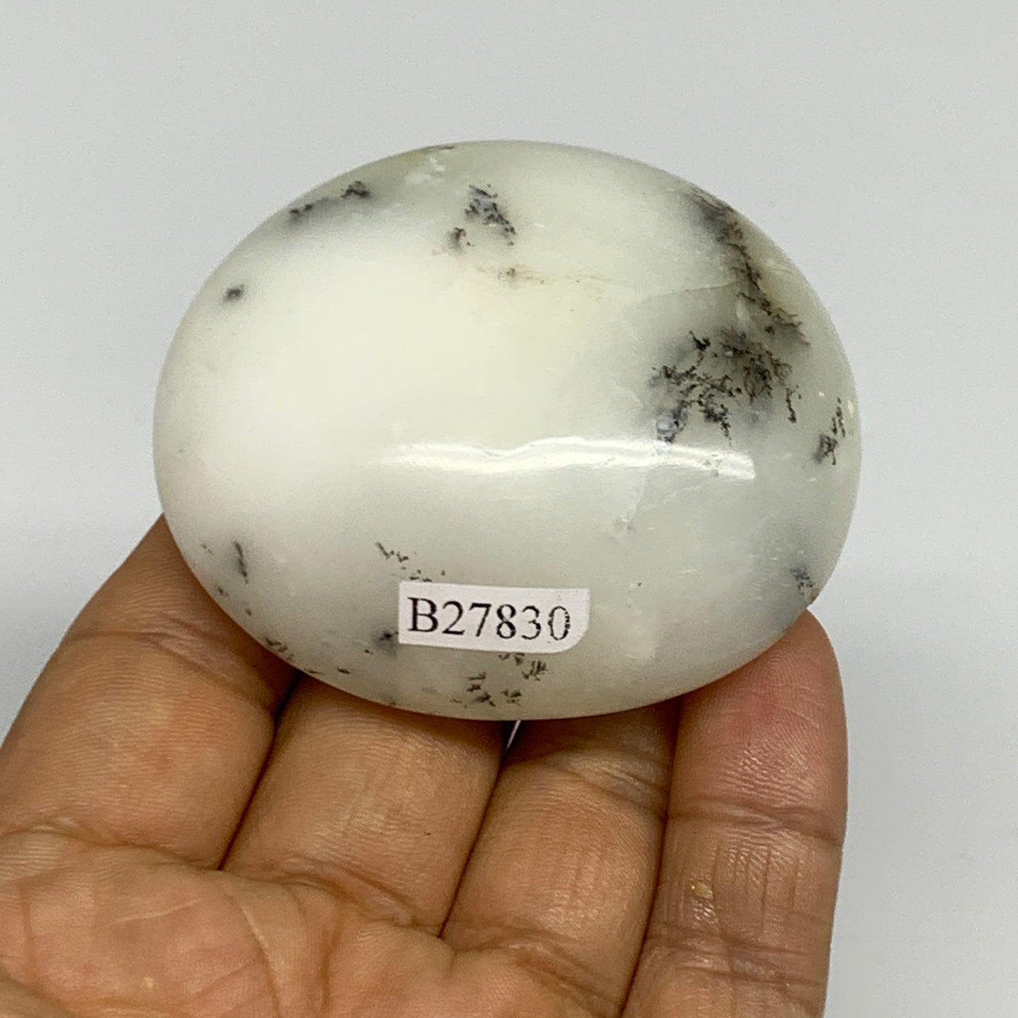 91.6g, 2.3"x2"x1", Dendrite Opal Palm-Stone Reiki Energy Crystal, B27830