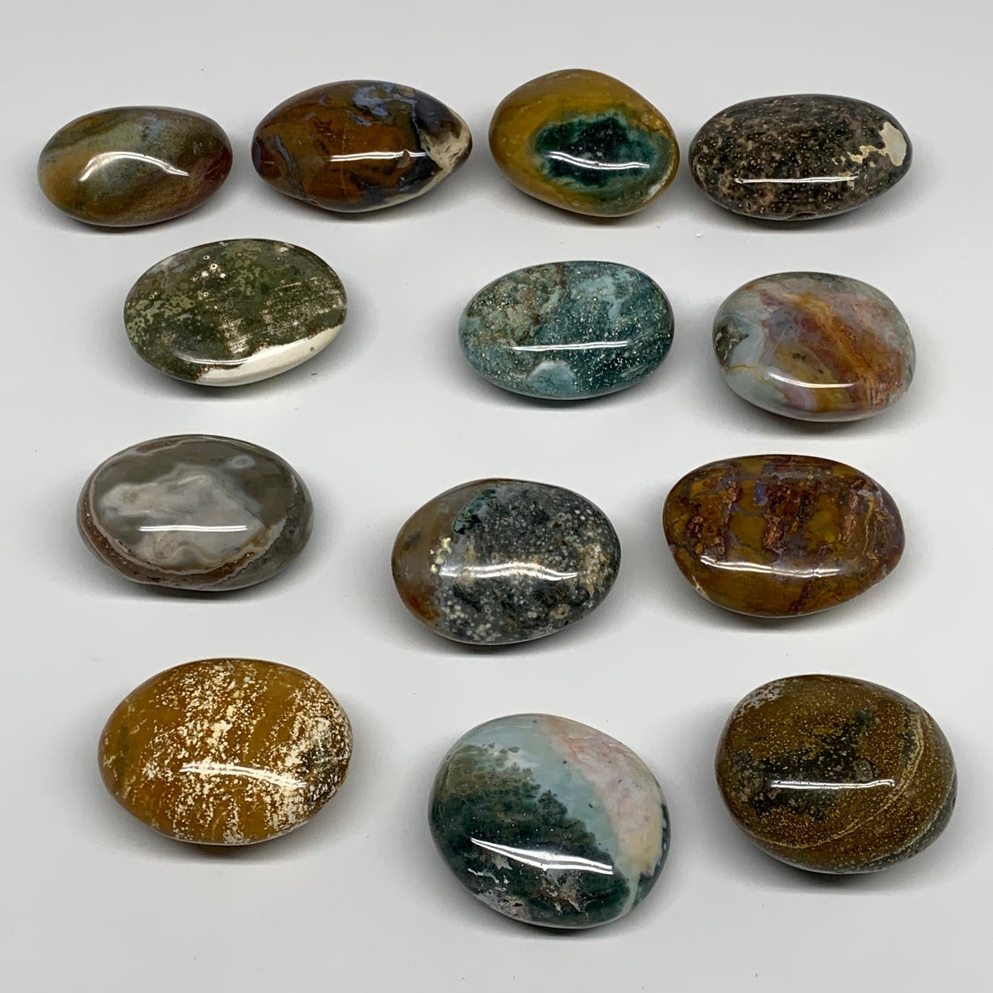 2.2 lbs (1025 Grams), 1.9"-2.4", 13pcs, Ocean Jasper Palm-Stone, B30833