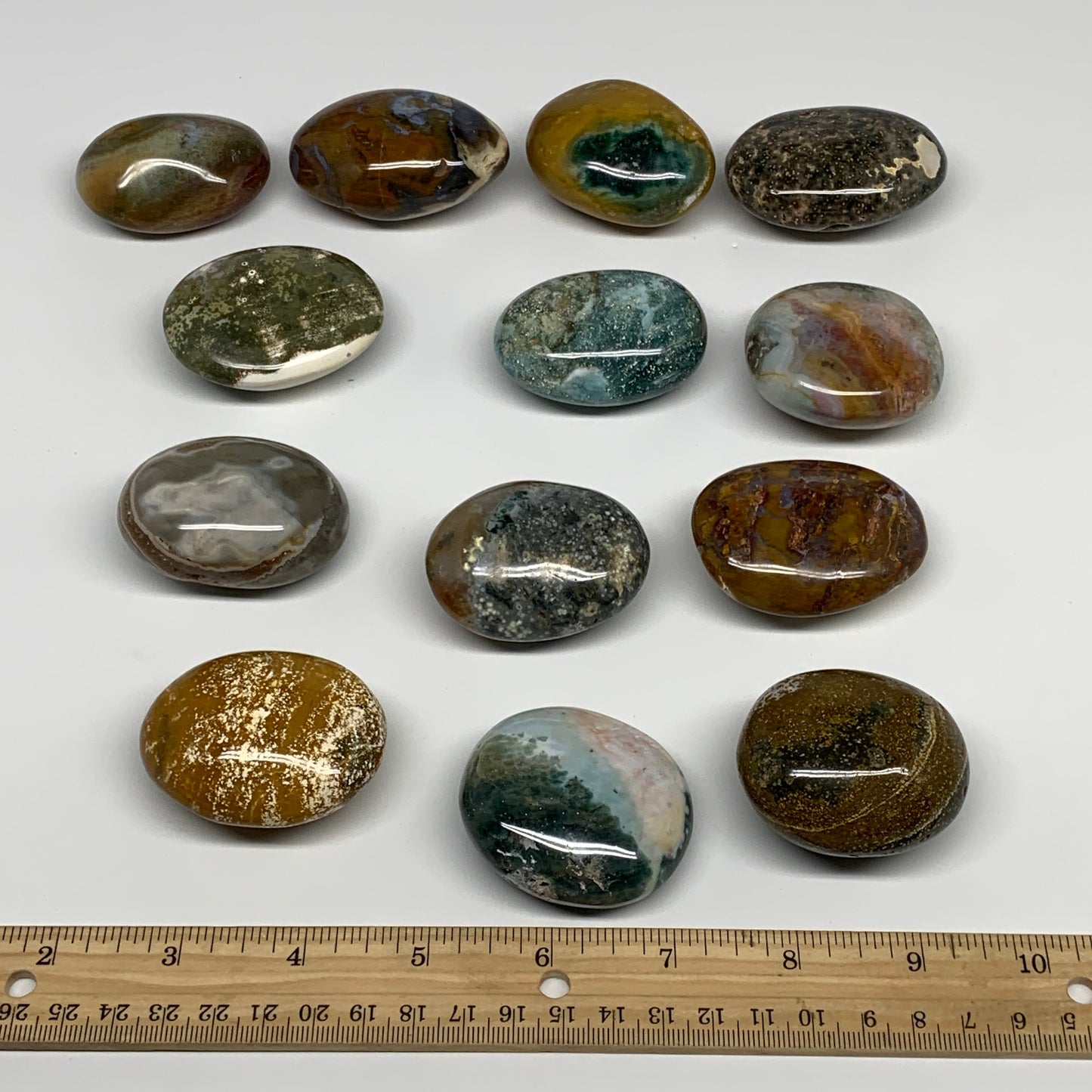 2.2 lbs (1025 Grams), 1.9"-2.4", 13pcs, Ocean Jasper Palm-Stone, B30833