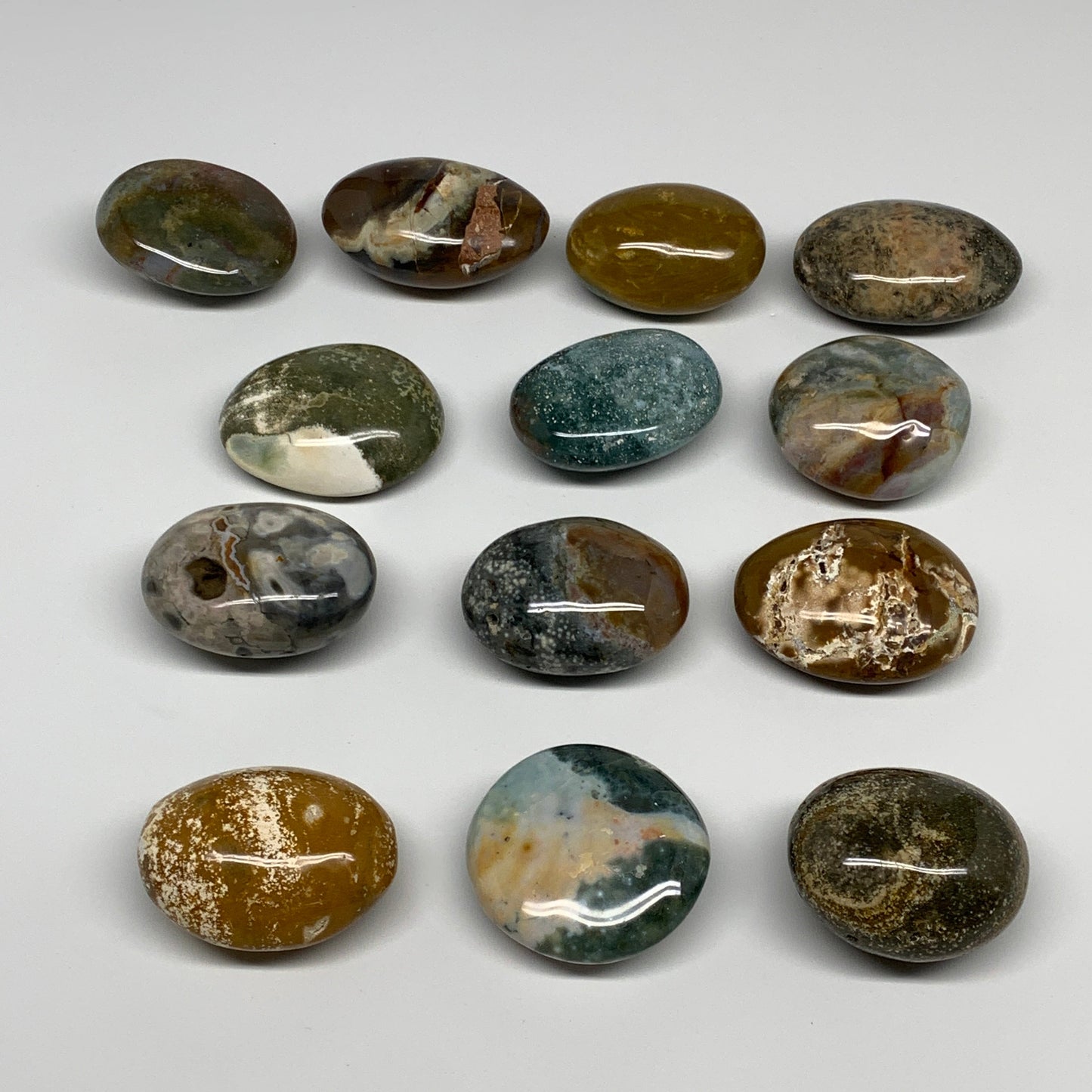 2.2 lbs (1025 Grams), 1.9"-2.4", 13pcs, Ocean Jasper Palm-Stone, B30833