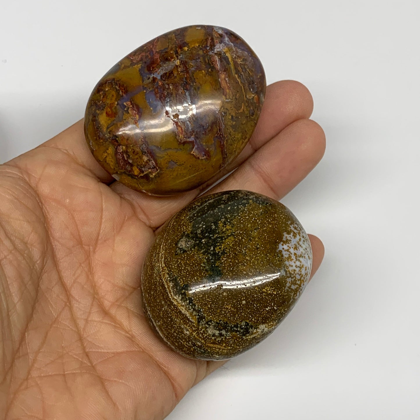 2.2 lbs (1025 Grams), 1.9"-2.4", 13pcs, Ocean Jasper Palm-Stone, B30833