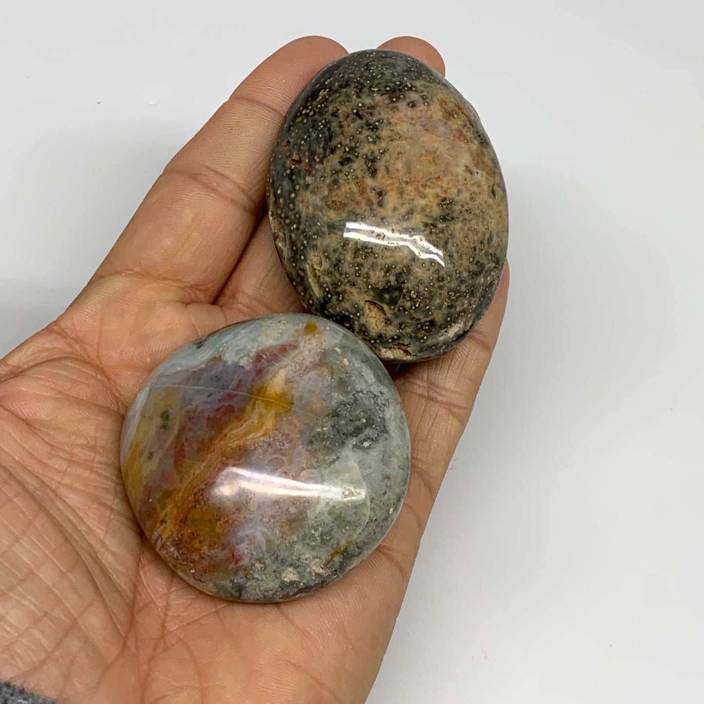 2.2 lbs (1025 Grams), 1.9"-2.4", 13pcs, Ocean Jasper Palm-Stone, B30833