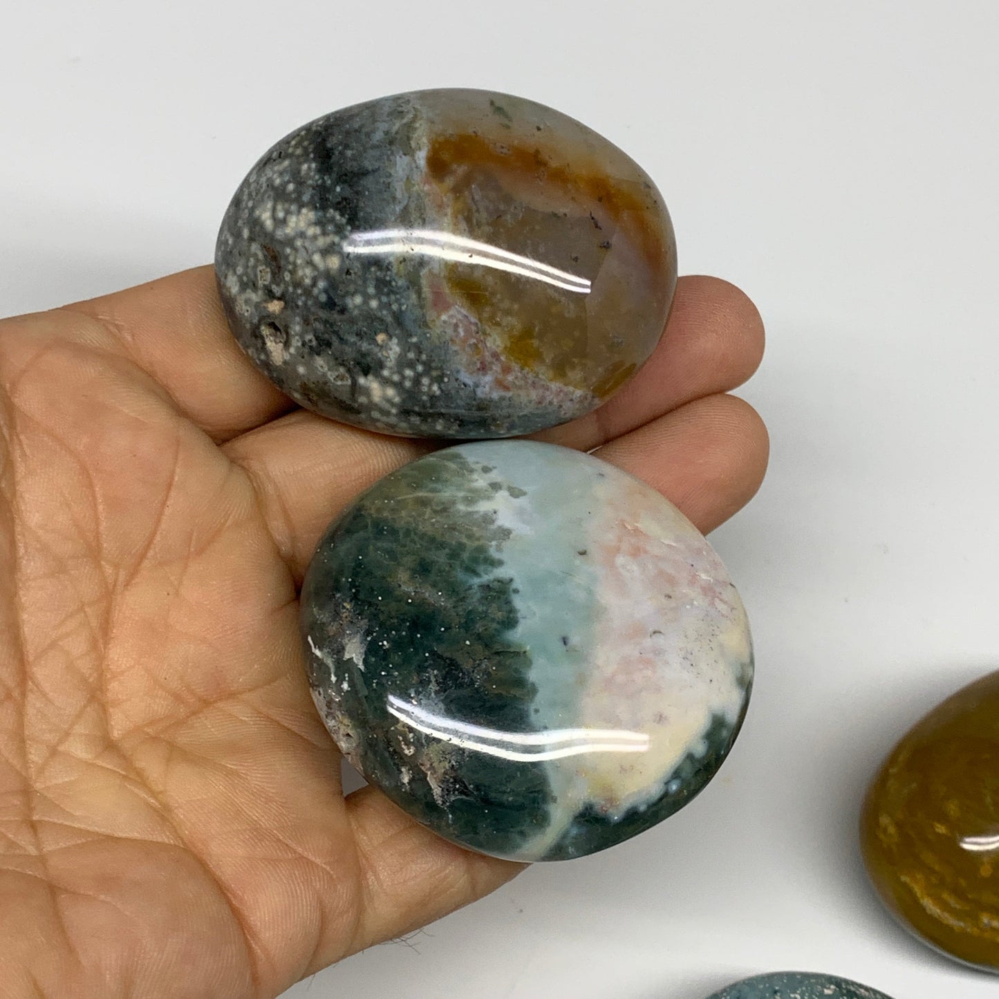 2.2 lbs (1025 Grams), 1.9"-2.4", 13pcs, Ocean Jasper Palm-Stone, B30833