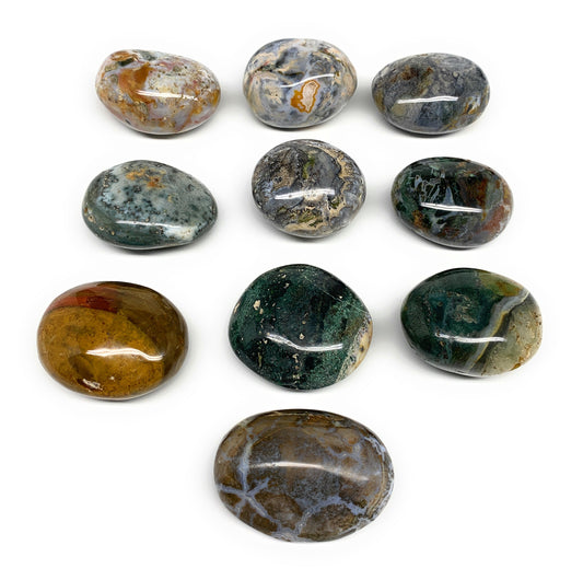 2.2 lbs (1015 Grams), 2"-2.3", 10pcs, Ocean Jasper Palm-Stone, B30834