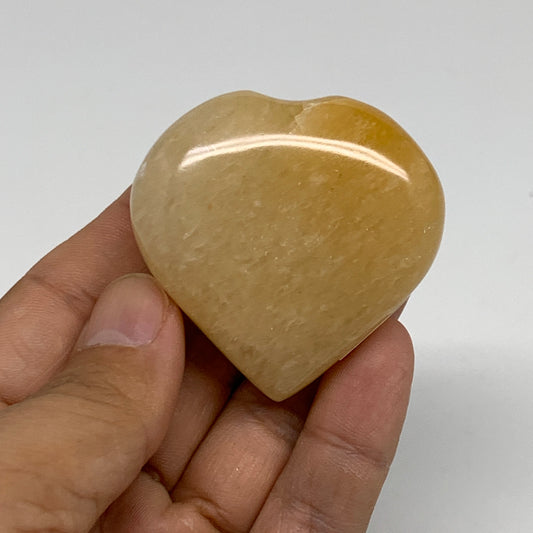 67.6g,1.9"x1.9"x0.8" Natural Yellow Aventurine Heart Crystal Stone, B35074