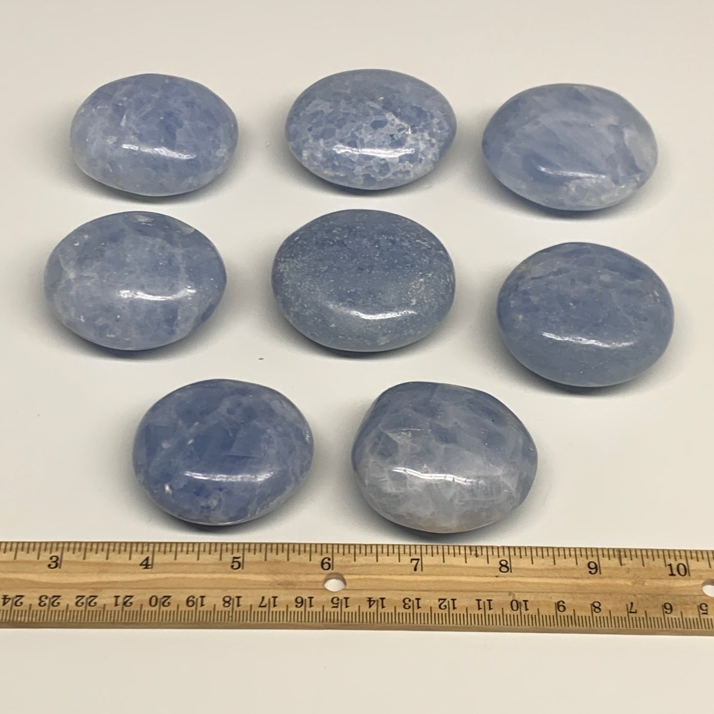 2.27 Lbs, 2.1"-2.4", 8pcs, Blue Calcite Palm-Stone Small Pieces Polished, B30137