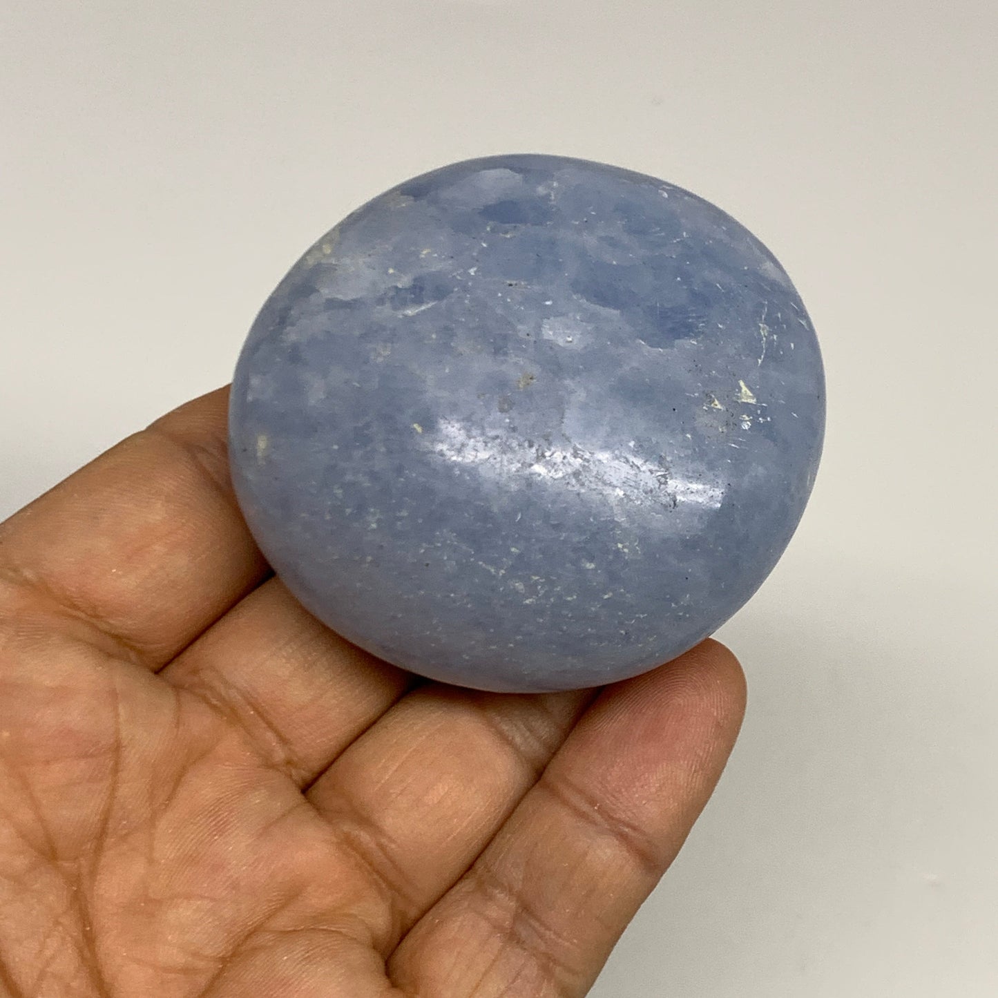 2.27 Lbs, 2.1"-2.4", 8pcs, Blue Calcite Palm-Stone Small Pieces Polished, B30137