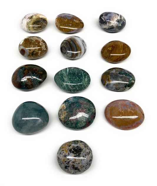 2.2 lbs (1020 Grams), 1.8"-2.2", 13pcs, Wholesale Ocean Jasper Palm-Stone,B30835