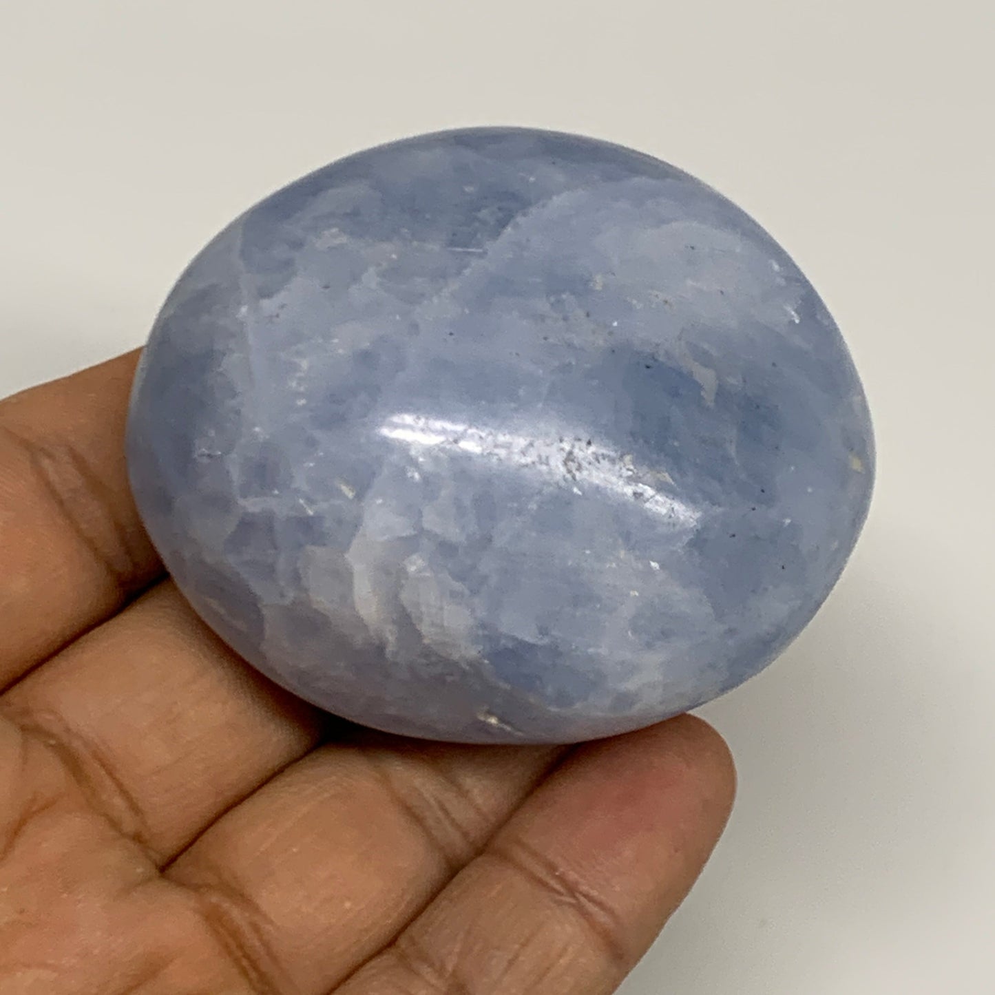 2.27 Lbs, 2.1"-2.4", 8pcs, Blue Calcite Palm-Stone Small Pieces Polished, B30137