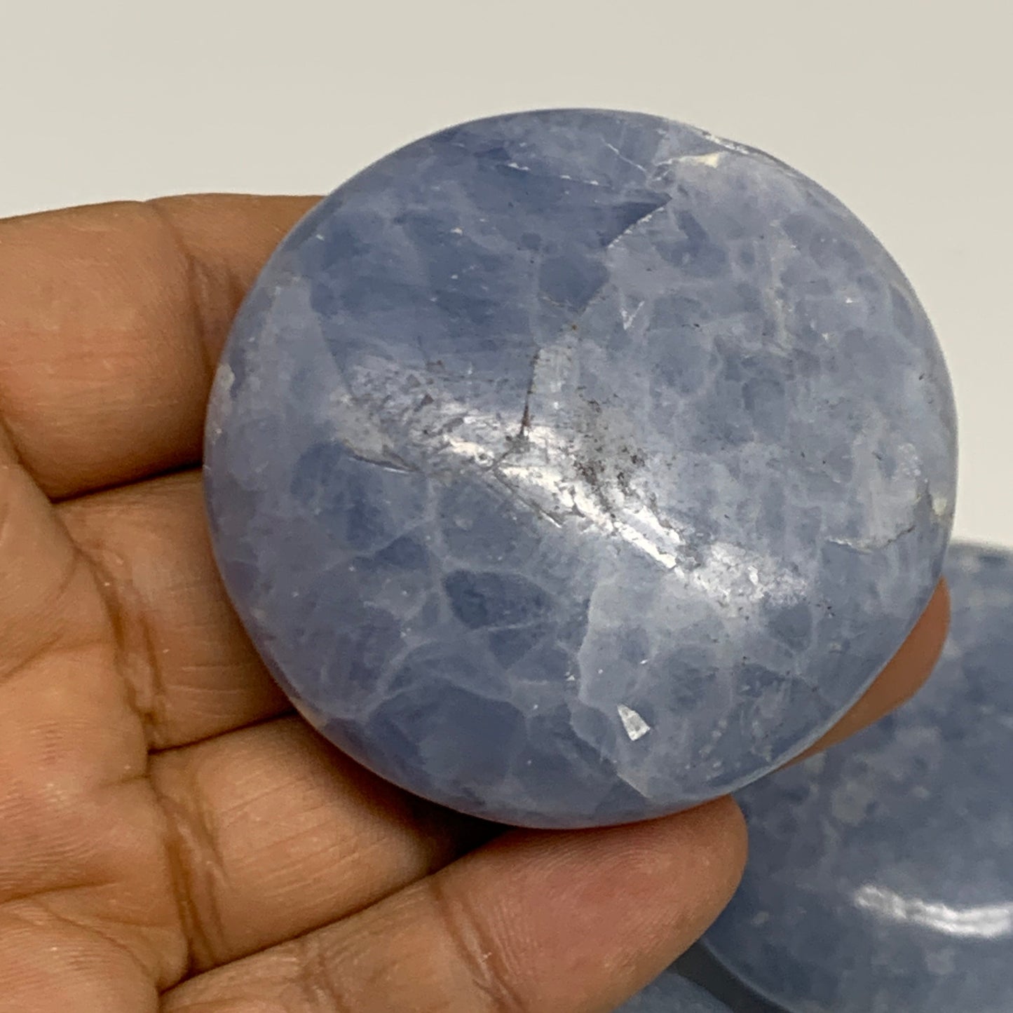 2.27 Lbs, 2.1"-2.4", 8pcs, Blue Calcite Palm-Stone Small Pieces Polished, B30137