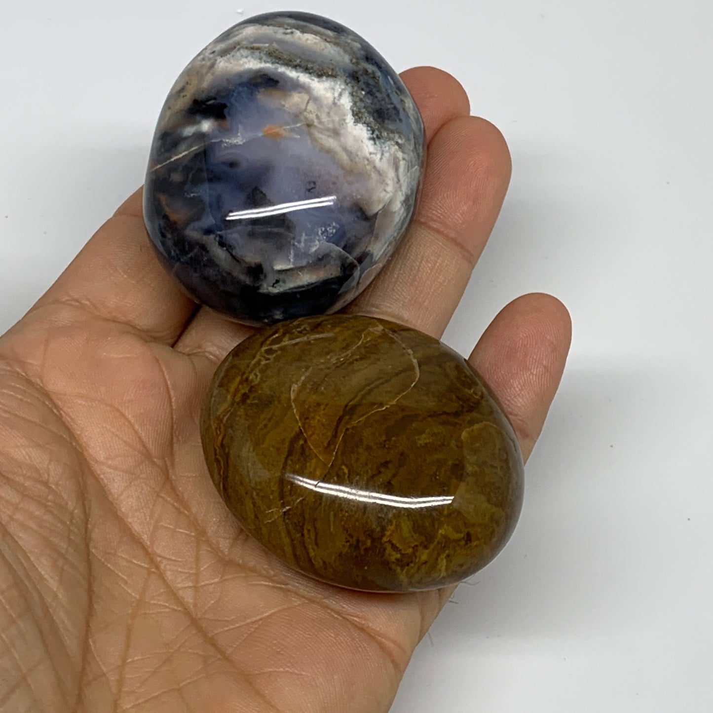 2.2 lbs (1020 Grams), 1.8"-2.2", 13pcs, Wholesale Ocean Jasper Palm-Stone,B30835