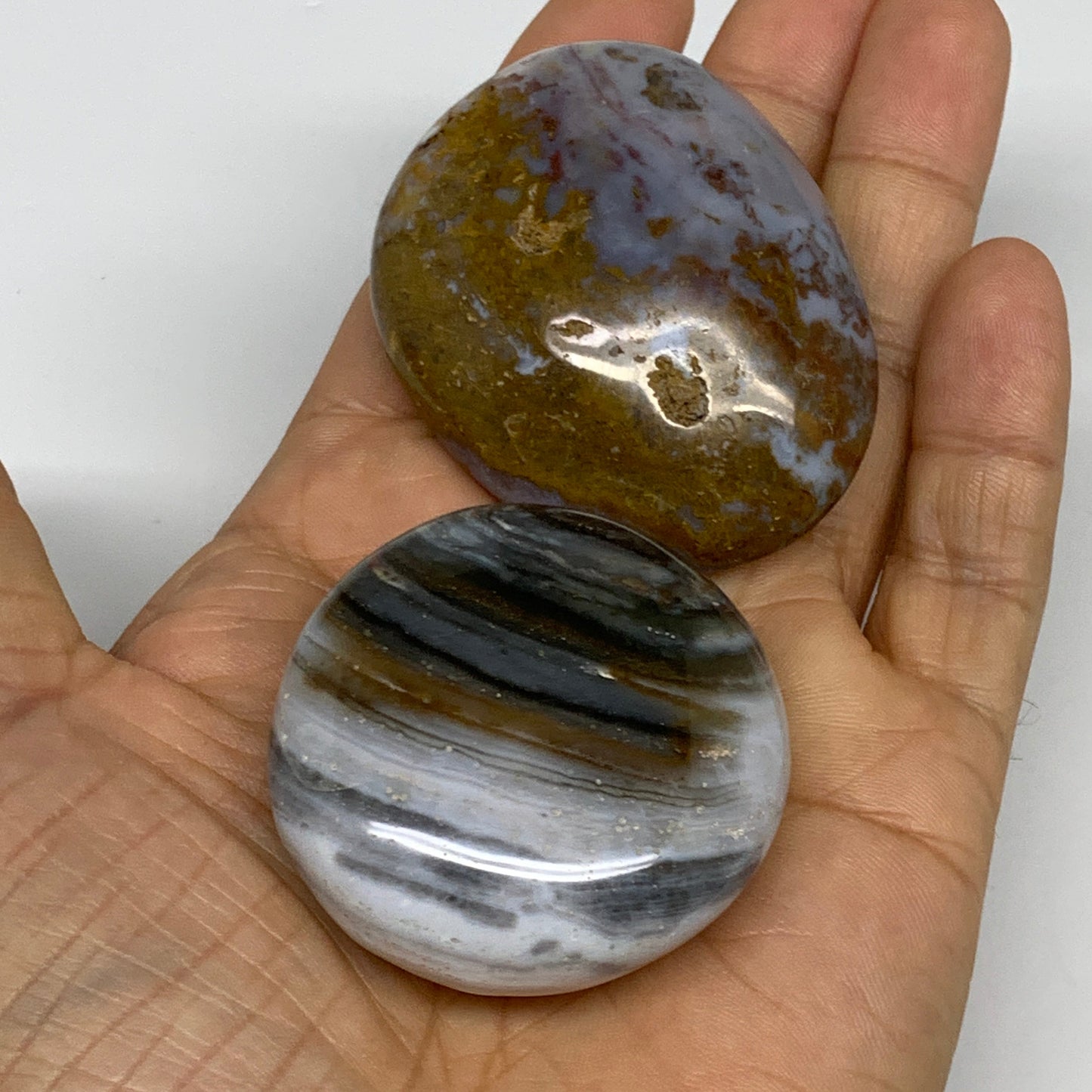 2.2 lbs (1020 Grams), 1.8"-2.2", 13pcs, Wholesale Ocean Jasper Palm-Stone,B30835