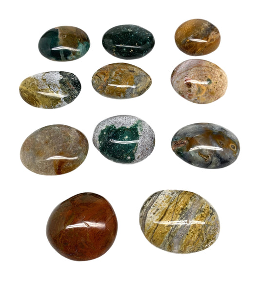 2.2 lbs (1015 Grams), 2"-2.3", 11pcs, Wholesale Ocean Jasper Palm-Stone, B30836