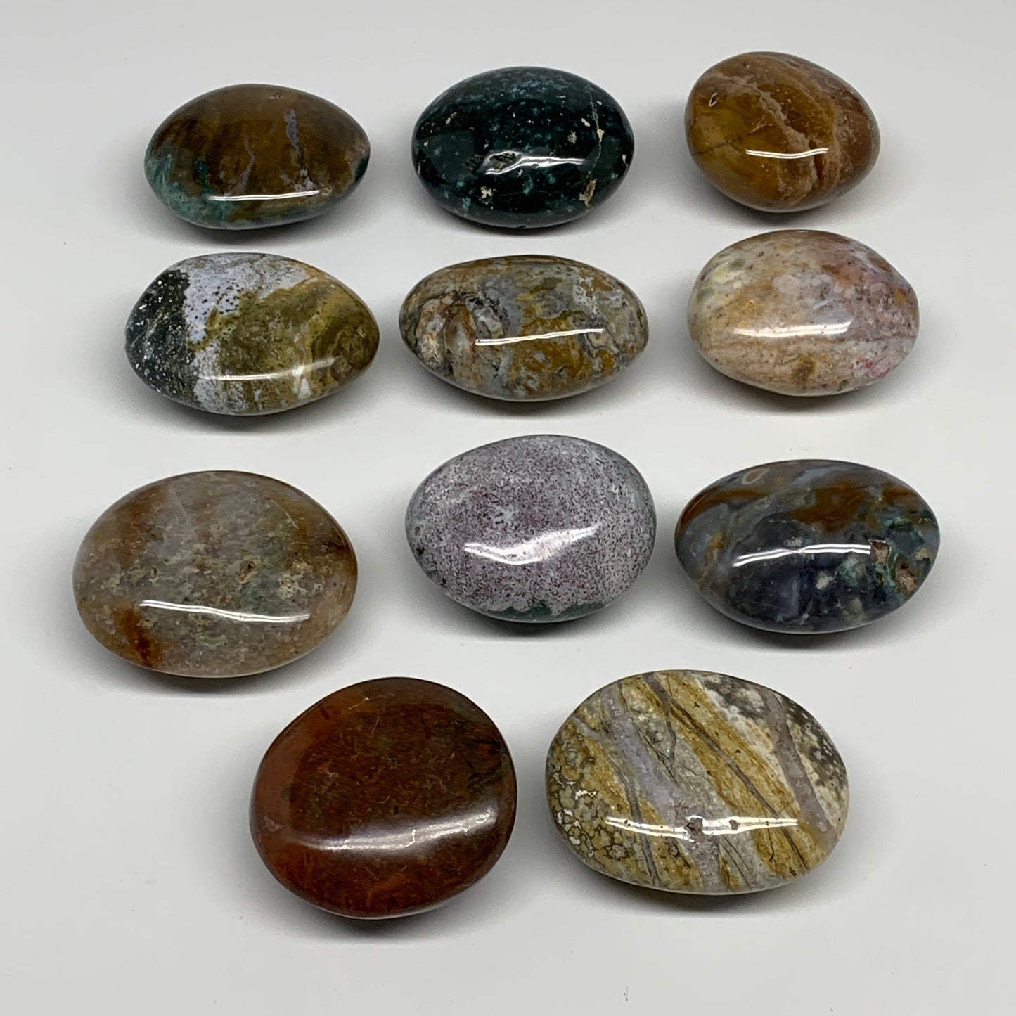 2.2 lbs (1015 Grams), 2"-2.3", 11pcs, Wholesale Ocean Jasper Palm-Stone, B30836