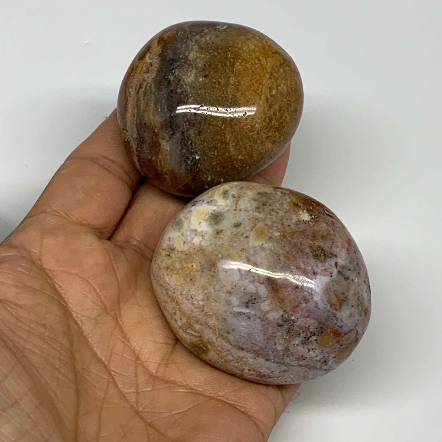 2.2 lbs (1015 Grams), 2"-2.3", 11pcs, Wholesale Ocean Jasper Palm-Stone, B30836