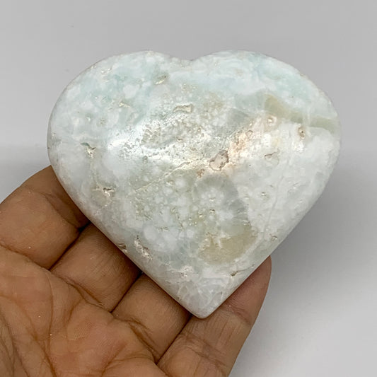 164g, 2.7"x2.9"x1" Caribbean Calcite Heart Gemstones @Afghanistan,B33654