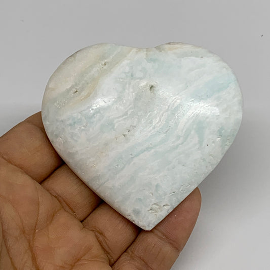 122.6g, 2.4"x2.6"x0.9" Caribbean Calcite Heart Gemstones @Afghanistan,B33655