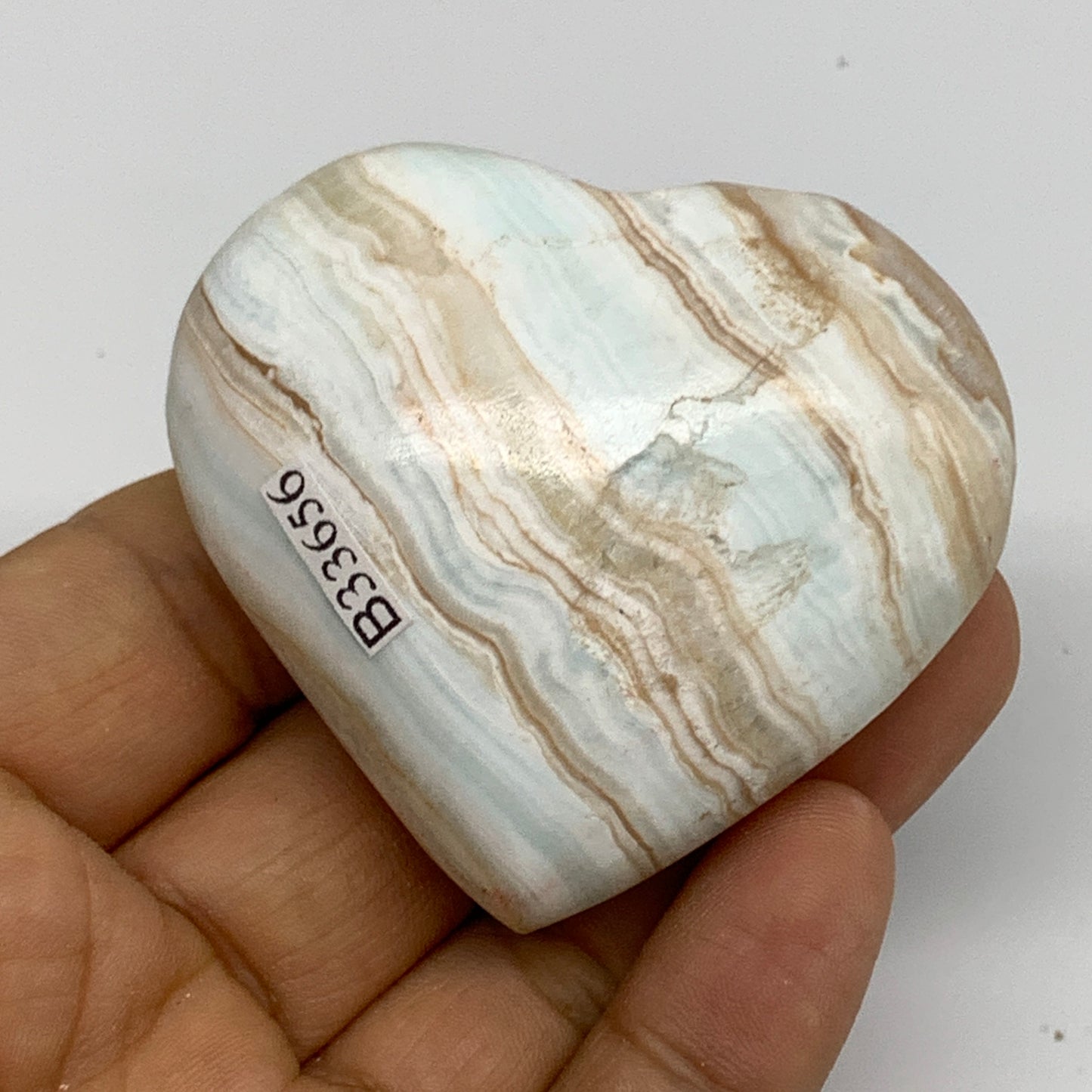 102.2g, 2"x2.2"x1" Caribbean Calcite Heart Gemstones @Afghanistan,B33656