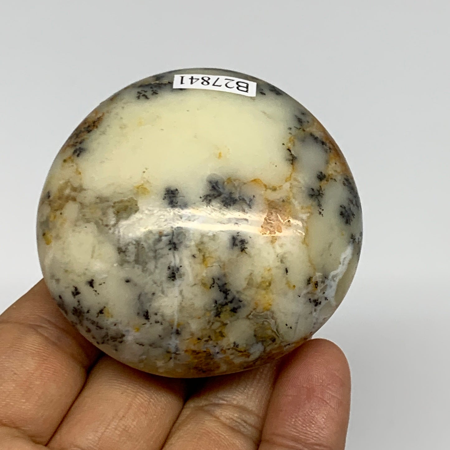 116.2g, 2.3"x2.3"x1.2", Dendrite Opal Palm-Stone Reiki Energy Crystal, B27841