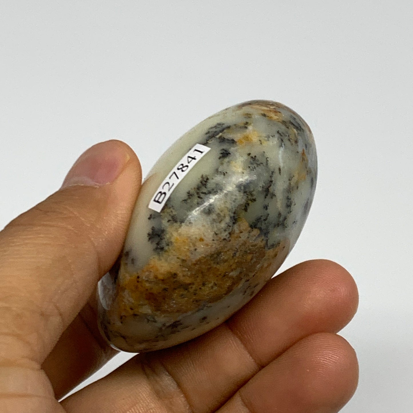 116.2g, 2.3"x2.3"x1.2", Dendrite Opal Palm-Stone Reiki Energy Crystal, B27841