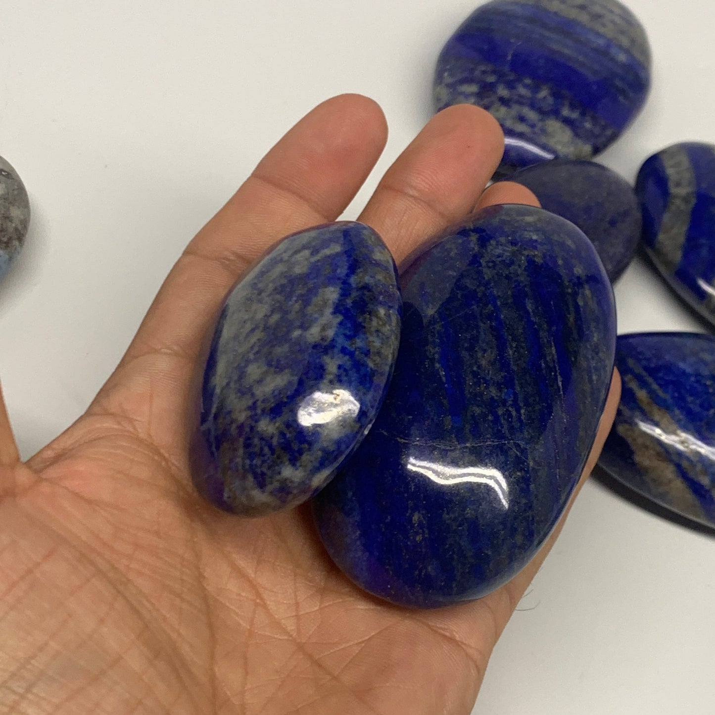 2.2 lb, 2.2"-3.1", 10pcs, Lapis Lazuli Palm-Stone Polished @Afghanistan, B30142