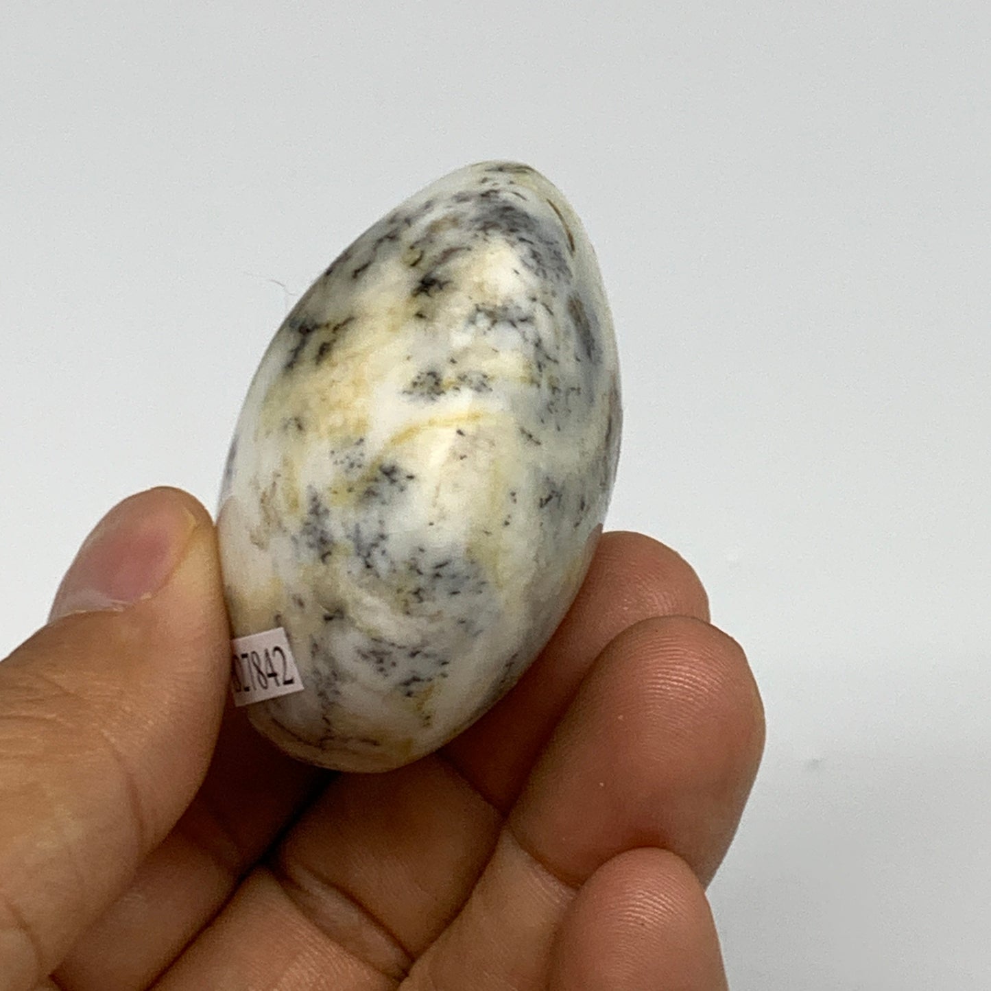 82.1g, 2"x1.9"x1.1", Dendrite Opal Palm-Stone Reiki Energy Crystal, B27842