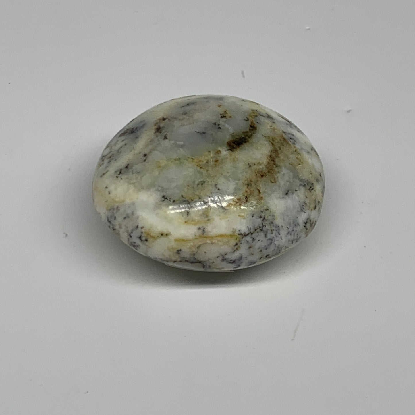 82.1g, 2"x1.9"x1.1", Dendrite Opal Palm-Stone Reiki Energy Crystal, B27842