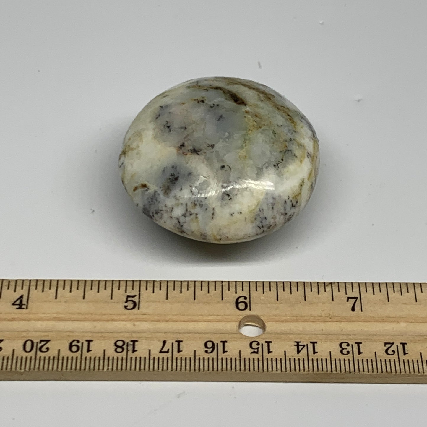 82.1g, 2"x1.9"x1.1", Dendrite Opal Palm-Stone Reiki Energy Crystal, B27842