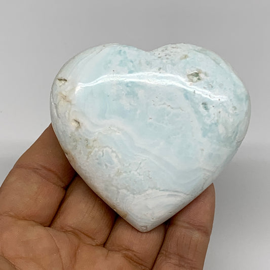 138.7g, 2.5"x2.7"x0.9" Caribbean Calcite Heart Gemstones @Afghanistan,B33659