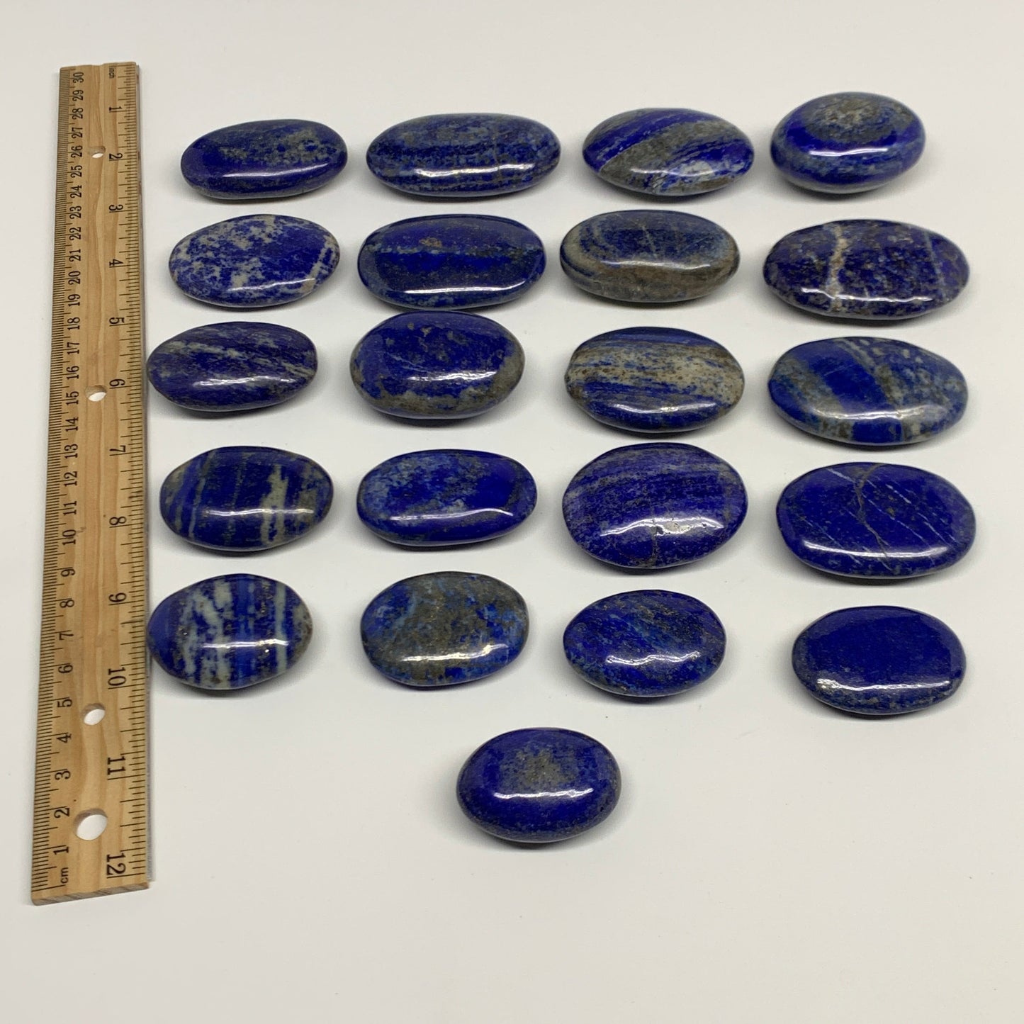 2.22 lb, 1.5"-2.5", 21pcs, Lapis Lazuli Palm-Stone Polished @Afghanistan, B30144