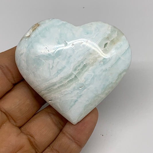 103.6g, 2.2"x2.5"x0.9" Caribbean Calcite Heart Gemstones @Afghanistan,B33660
