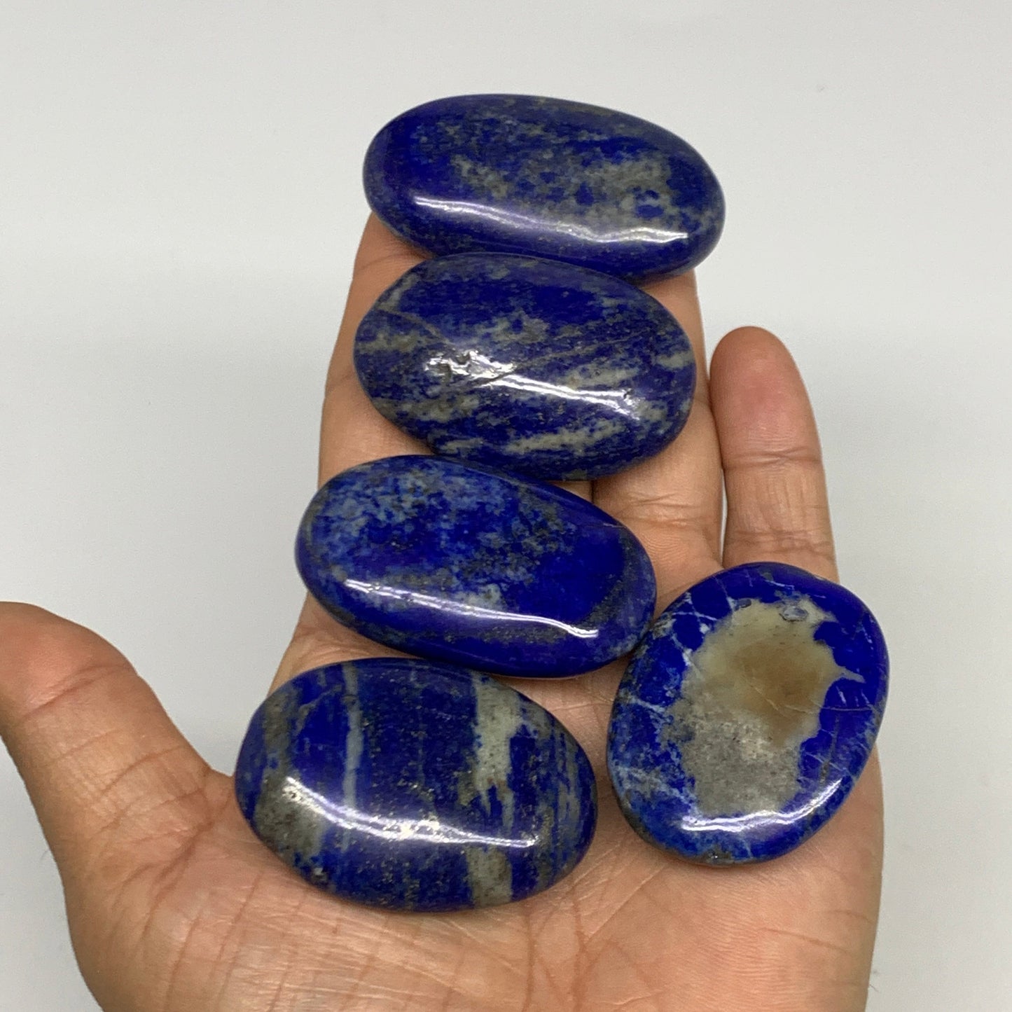 2.22 lb, 1.5"-2.5", 21pcs, Lapis Lazuli Palm-Stone Polished @Afghanistan, B30144