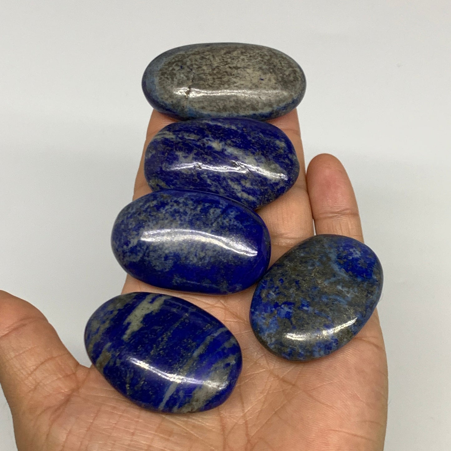 2.22 lb, 1.5"-2.5", 21pcs, Lapis Lazuli Palm-Stone Polished @Afghanistan, B30144