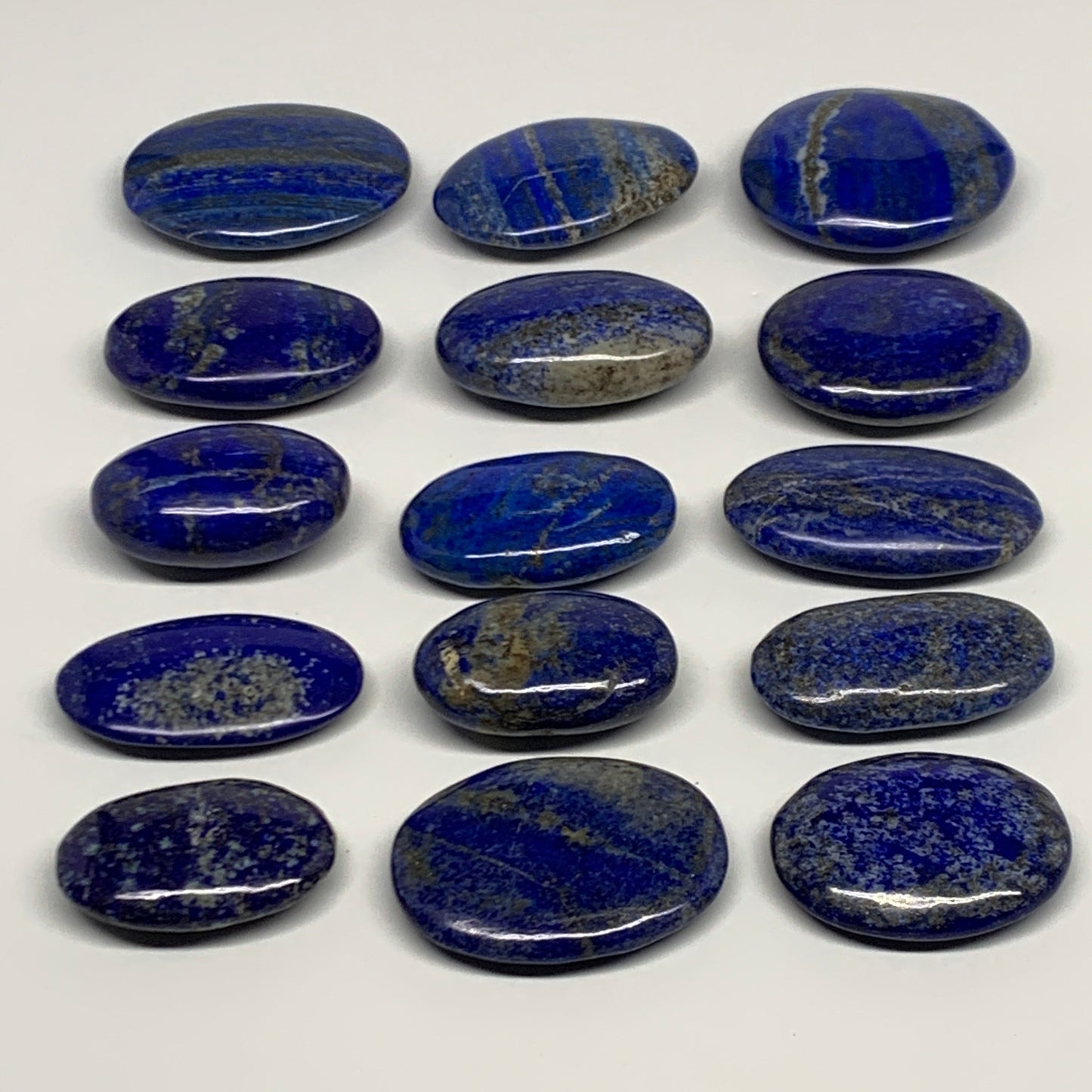 2.24 lb, 2"-2.7", 15pcs, Lapis Lazuli Palm-Stone Polished @Afghanistan, B30145