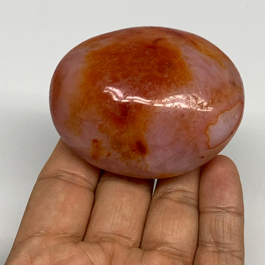 138.9g, 2.5"x2"x1.2", Red Carnelian Palm-Stone Gem Crystal Polished, B28625