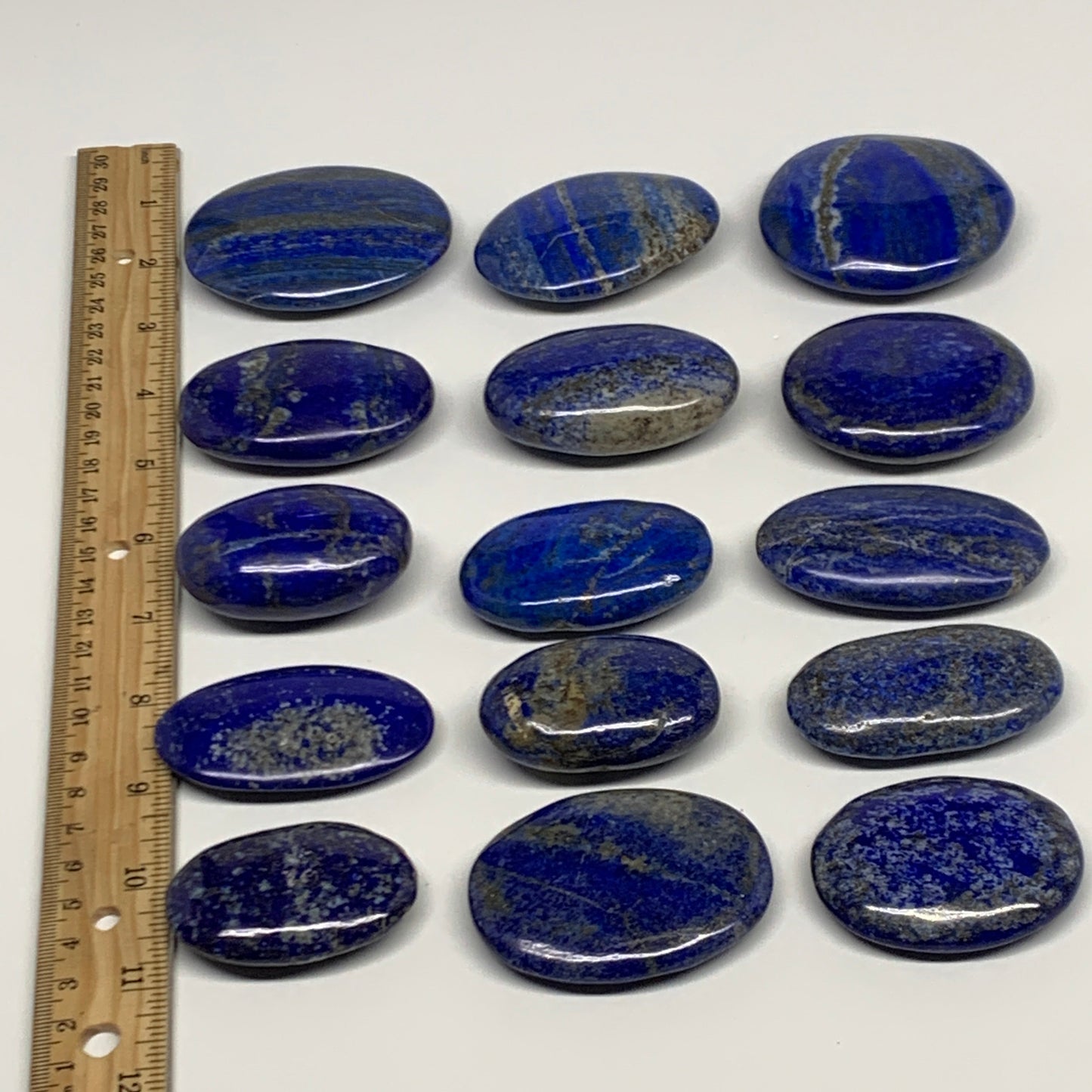 2.24 lb, 2"-2.7", 15pcs, Lapis Lazuli Palm-Stone Polished @Afghanistan, B30145