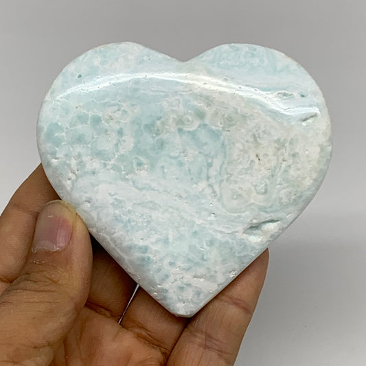 130g, 3"x3.2"x0.6" Caribbean Calcite Heart Gemstones @Afghanistan,B33661