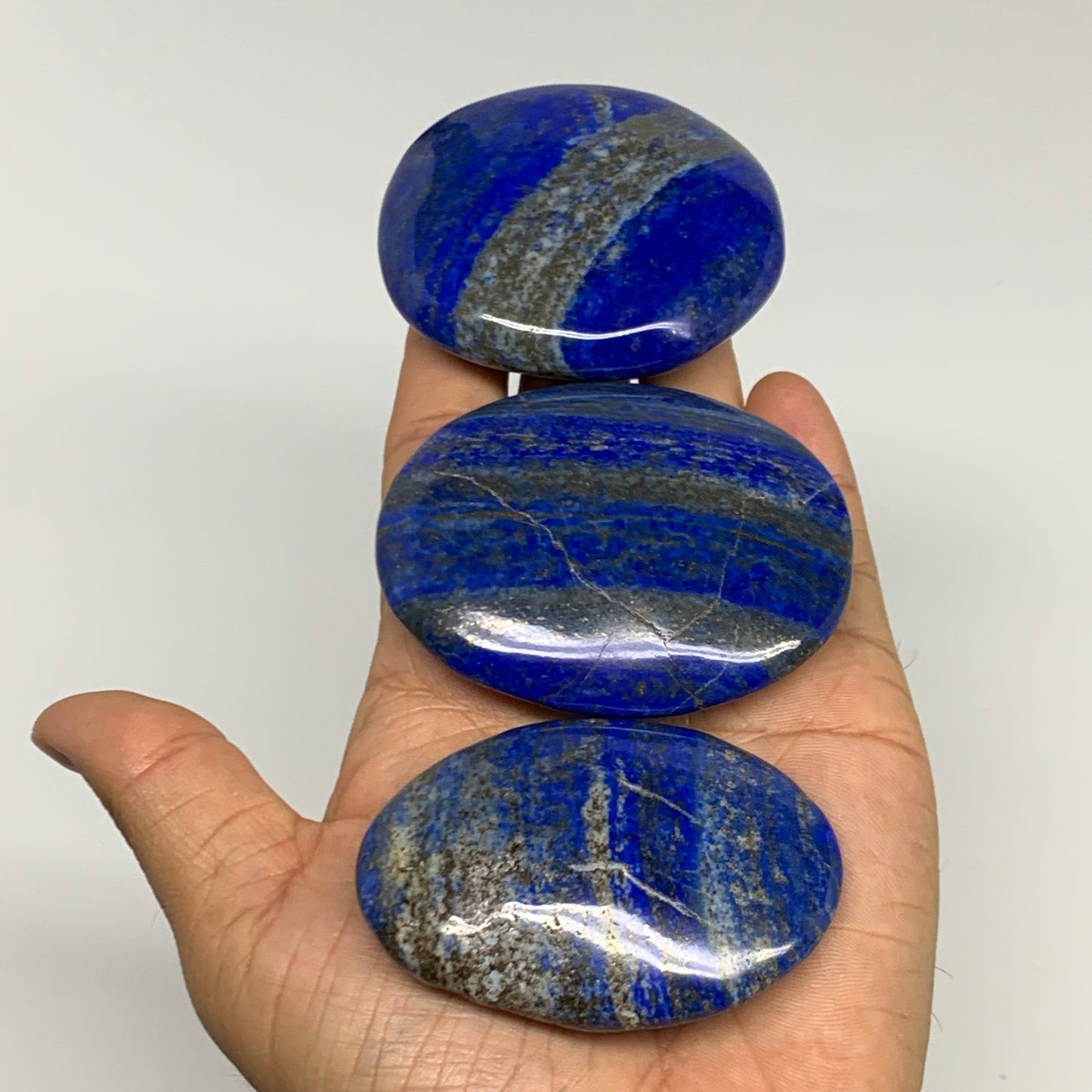 2.24 lb, 2"-2.7", 15pcs, Lapis Lazuli Palm-Stone Polished @Afghanistan, B30145